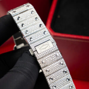 CARTIER SANTOS CUSTOM WATCH FULL DIAMOND MOISSANITE ROMAN NUMBER BV 39.8MM 6 ĐỒNG HỒ CARTIER SANTOS ĐỘ FULL KIM CƯƠNG MOISSANITE SỐ LA MÃ BV 39.8MM