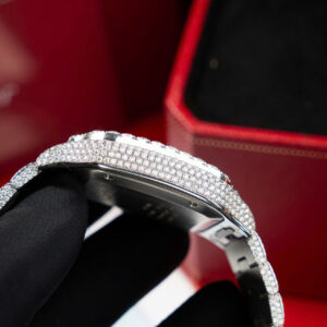 CARTIER SANTOS CUSTOM WATCH FULL DIAMOND MOISSANITE ROMAN NUMBER BV 39.8MM 5 ĐỒNG HỒ CARTIER SANTOS ĐỘ FULL KIM CƯƠNG MOISSANITE SỐ LA MÃ BV 39.8MM