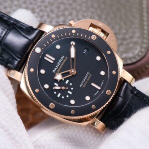 PANERAI SUBMERSIBLE FAKE WATCHES BLACK DIAL ROSE GOLD VS FACTORY 42MM 1 ĐỒNG HỒ PANERAI SUBMERSIBLE FAKE MẶT ĐEN MẠ VÀNG HỒNG NHÀ MÁY VS 42MM