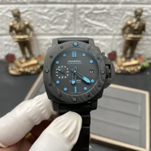 PANERAI SUBMERSIBLE SUPER FAKE WATCH CARBON BLUE DIAL VS FACTORY 42MM 2 ĐỒNG HỒ PANERAI SUBMERSIBLE REPLICA CARBON MẶT XANH NHÀ MÁY VS 42MM