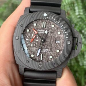 PANERAI SUBMERSIBLE REPLICA WATCH CARBON CASE FABRIC DIAL VS FACTORY 47MM 1 ĐỒNG HỒ PANERAI SUBMERSIBLE REPLICA VỎ CARBON MẶT HOẠ TIẾT VẢI NHÀ MÁY VS 47MM