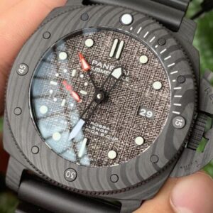 PANERAI SUBMERSIBLE REPLICA WATCH CARBON CASE FABRIC DIAL VS FACTORY 47MM 3 ĐỒNG HỒ PANERAI SUBMERSIBLE REPLICA VỎ CARBON MẶT HOẠ TIẾT VẢI NHÀ MÁY VS 47MM