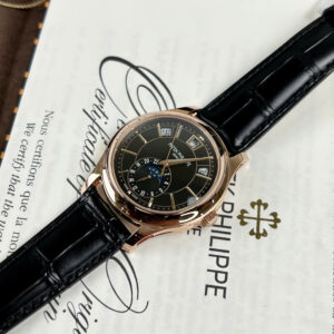 PATEK PHILIPPE COMPLICATIONS 5205 REPLICA WATCH BLACK DIAL WRAPPED GOLD GR 40MM 1 ĐỒNG HỒ PATEK PHILIPPE COMPLICATIONS 5205 REPLICA BỌC VÀNG MẶT ĐEN GR 40MM