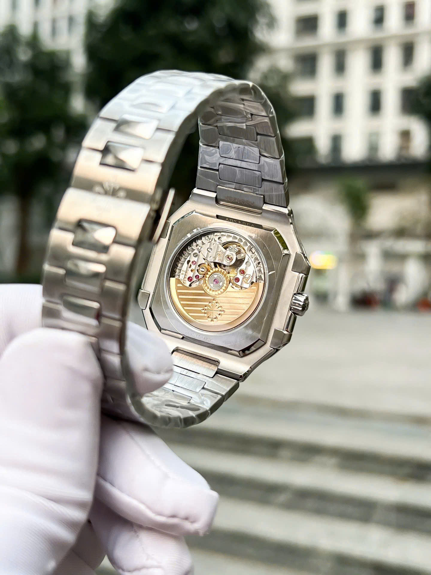 ĐỒNG HỒ PATEK PHILIPPE CUBITUS REPLICA WATCH MẶT XANH BLUE 5821 TW 40MM (4) ĐỒNG HỒ PATEK PHILIPPE CUBITUS REPLICA WATCH MẶT XANH BLUE 5821 TW 40MM