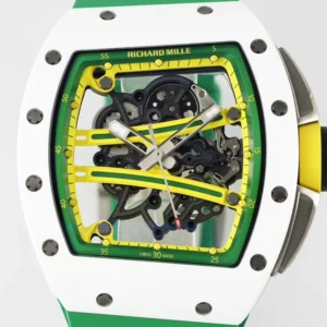 RICHARD MILLE BEST COPY RM61-01 WHITE CERAMIC CASE RUBBER STRAP ZF FACTORY 43MM 1 ĐỒNG HỒ RICHARD MILLE BEST COPY RM61-01 VỎ GỐM TRẮNG DÂY CAO SU NHÀ MÁY ZF 43MM
