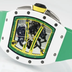 RICHARD MILLE BEST COPY RM61-01 WHITE CERAMIC CASE RUBBER STRAP ZF FACTORY 43MM 5 ĐỒNG HỒ RICHARD MILLE BEST COPY RM61-01 VỎ GỐM TRẮNG DÂY CAO SU NHÀ MÁY ZF 43MM