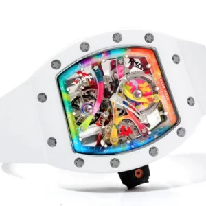 RICHARD MILLE BEST REPLICA WATCH CERAMIC WHITE RAINBOW DIAL RM FACTORY 45MM 4 ĐỒNG HỒ RICHARD MILLE BEST REPLICA CERAMIC MẶT 7 MÀU NHÀ MÁY RM 45MM