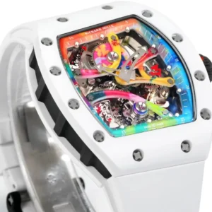RICHARD MILLE BEST REPLICA WATCH CERAMIC WHITE RAINBOW DIAL RM FACTORY 45MM 5 ĐỒNG HỒ RICHARD MILLE BEST REPLICA CERAMIC MẶT 7 MÀU NHÀ MÁY RM 45MM