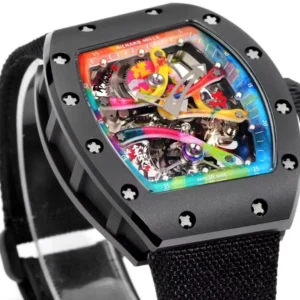 RICHARD MILLE BEST REPLICA RM68-01 WATCH BLACK CERAMIC NYLON STRAP RM 45MM 1 ĐỒNG HỒ RICHARD MILLE BEST REPLICA RM68-01 CERAMIC ĐEN DÂY NYLON RM 45MM