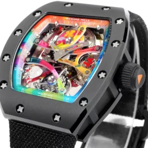 RICHARD MILLE BEST REPLICA RM68-01 WATCH BLACK CERAMIC NYLON STRAP RM 45MM 3 ĐỒNG HỒ RICHARD MILLE BEST REPLICA RM68-01 CERAMIC ĐEN DÂY NYLON RM 45MM