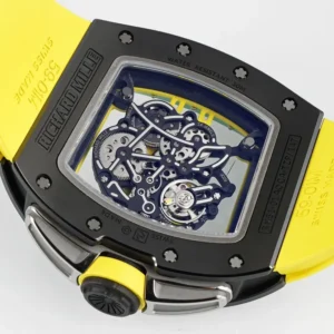RICHARD MILLE RM61-01 REPLICA WATCH BLACK CERAMIC YELLOW RUBBER STRAP ZF 43MM 7 ĐỒNG HỒ RICHARD MILLE RM61-01 REPLICA VỎ GỐM ĐEN DÂY CAO SU VÀNG NHÀ MÁY ZF 43MM