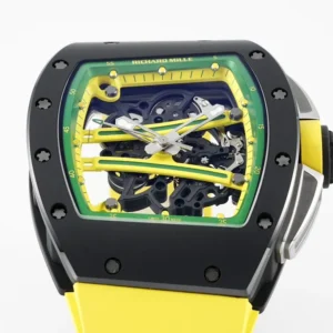 RICHARD MILLE RM61-01 REPLICA WATCH BLACK CERAMIC YELLOW RUBBER STRAP ZF 43MM 2 ĐỒNG HỒ RICHARD MILLE RM61-01 REPLICA VỎ GỐM ĐEN DÂY CAO SU VÀNG NHÀ MÁY ZF 43MM