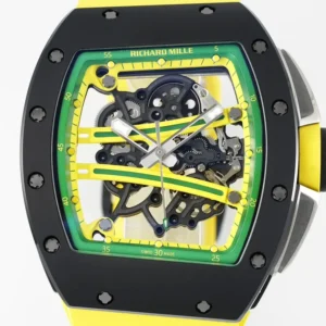 RICHARD MILLE RM61-01 REPLICA WATCH BLACK CERAMIC YELLOW RUBBER STRAP ZF 43MM 1 ĐỒNG HỒ RICHARD MILLE RM61-01 REPLICA VỎ GỐM ĐEN DÂY CAO SU VÀNG NHÀ MÁY ZF 43MM