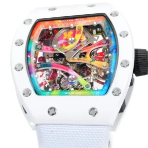 RICHARD MILLE RM68-01 REPLICA WATCH CERAMIC WHITE NYLON STRAP RM FACTORY 45MM 5 ĐỒNG HỒ RICHARD MILLE RM68-01 REPLICA GỐM TRẮNG DÂY NYLON TRẮNG RM 45MM