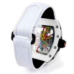 RICHARD MILLE RM68-01 REPLICA WATCH CERAMIC WHITE NYLON STRAP RM FACTORY 45MM 7 ĐỒNG HỒ RICHARD MILLE RM68-01 REPLICA GỐM TRẮNG DÂY NYLON TRẮNG RM 45MM