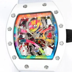 RICHARD MILLE RM68-01 REPLICA WATCH CERAMIC WHITE NYLON STRAP RM FACTORY 45MM 1 ĐỒNG HỒ RICHARD MILLE RM68-01 REPLICA GỐM TRẮNG DÂY NYLON TRẮNG RM 45MM