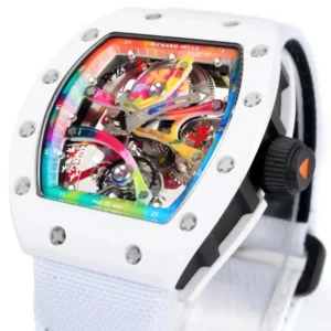 RICHARD MILLE RM68-01 REPLICA WATCH CERAMIC WHITE NYLON STRAP RM FACTORY 45MM 2 ĐỒNG HỒ RICHARD MILLE RM68-01 REPLICA GỐM TRẮNG DÂY NYLON TRẮNG RM 45MM