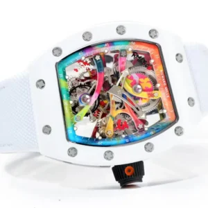 RICHARD MILLE RM68-01 REPLICA WATCH CERAMIC WHITE NYLON STRAP RM FACTORY 45MM 3 ĐỒNG HỒ RICHARD MILLE RM68-01 REPLICA GỐM TRẮNG DÂY NYLON TRẮNG RM 45MM