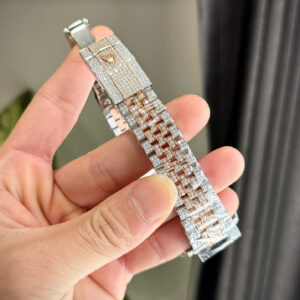 ROLEX DATEJUST CUSTOM WATCH WITH MOISSANITE ROSE WRAPPED GOLD CLEAN 41MM 6 ĐỒNG HỒ ROLEX DATEJUST CHẾ TÁC BỌC VÀNG ĐÍNH KIM CƯƠNG MOISSANITE CLEAN 41MM