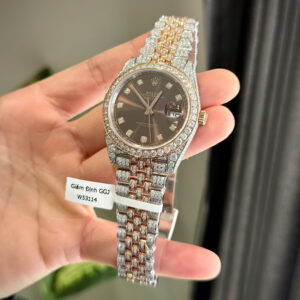 ROLEX DATEJUST CUSTOM WATCH WITH MOISSANITE ROSE WRAPPED GOLD CLEAN 41MM 3 ĐỒNG HỒ ROLEX DATEJUST CHẾ TÁC BỌC VÀNG ĐÍNH KIM CƯƠNG MOISSANITE CLEAN 41MM