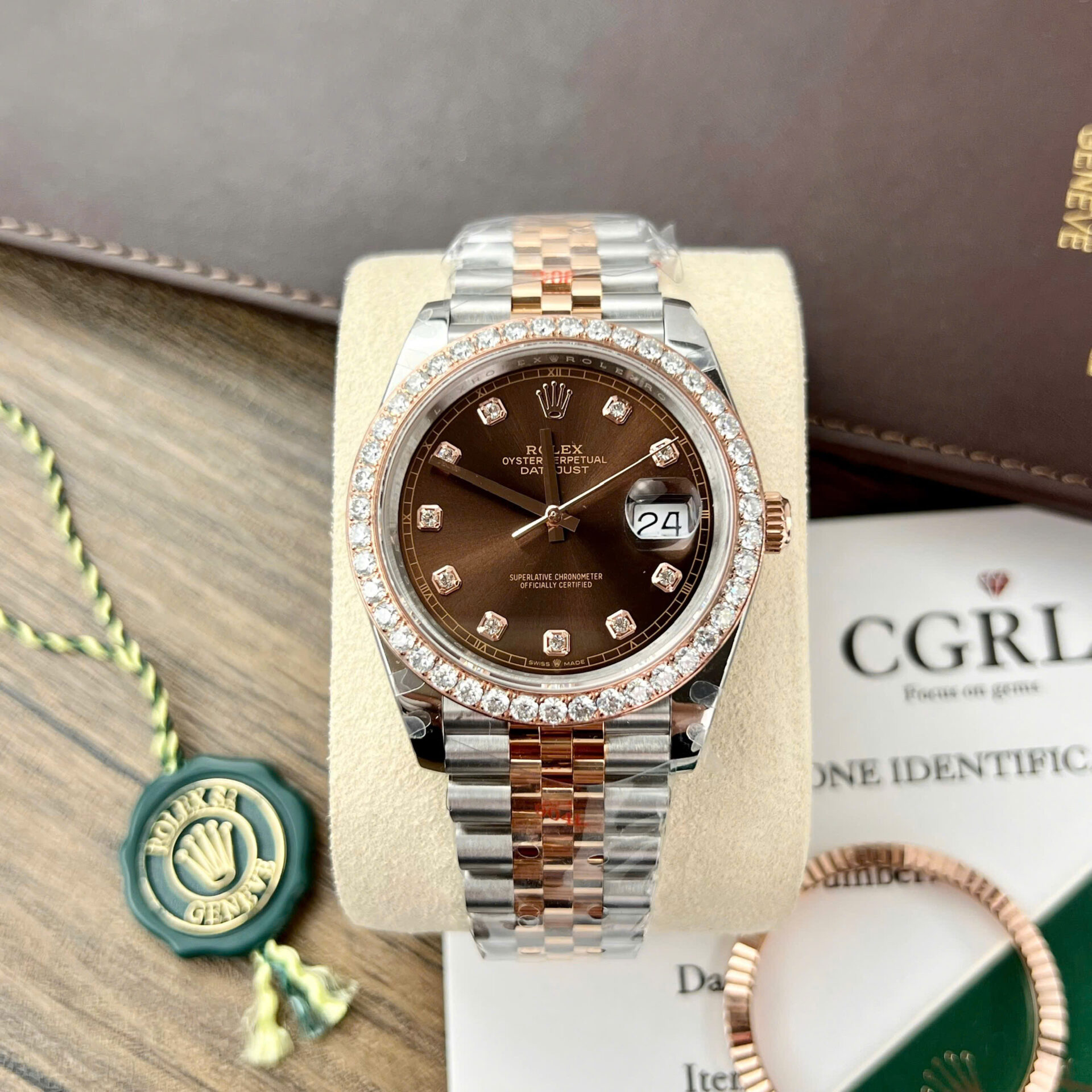 ĐỒNG HỒ ROLEX DATEJUST CHẾ TÁC MẶT CHOCOLATE NIỀNG MOISSANITE NHÀ MÁY CLEAN 41MM (2) ĐỒNG HỒ ROLEX DATEJUST CHẾ TÁC MẶT CHOCOLATE NIỀNG MOISSANITE NHÀ MÁY CLEAN 41MM