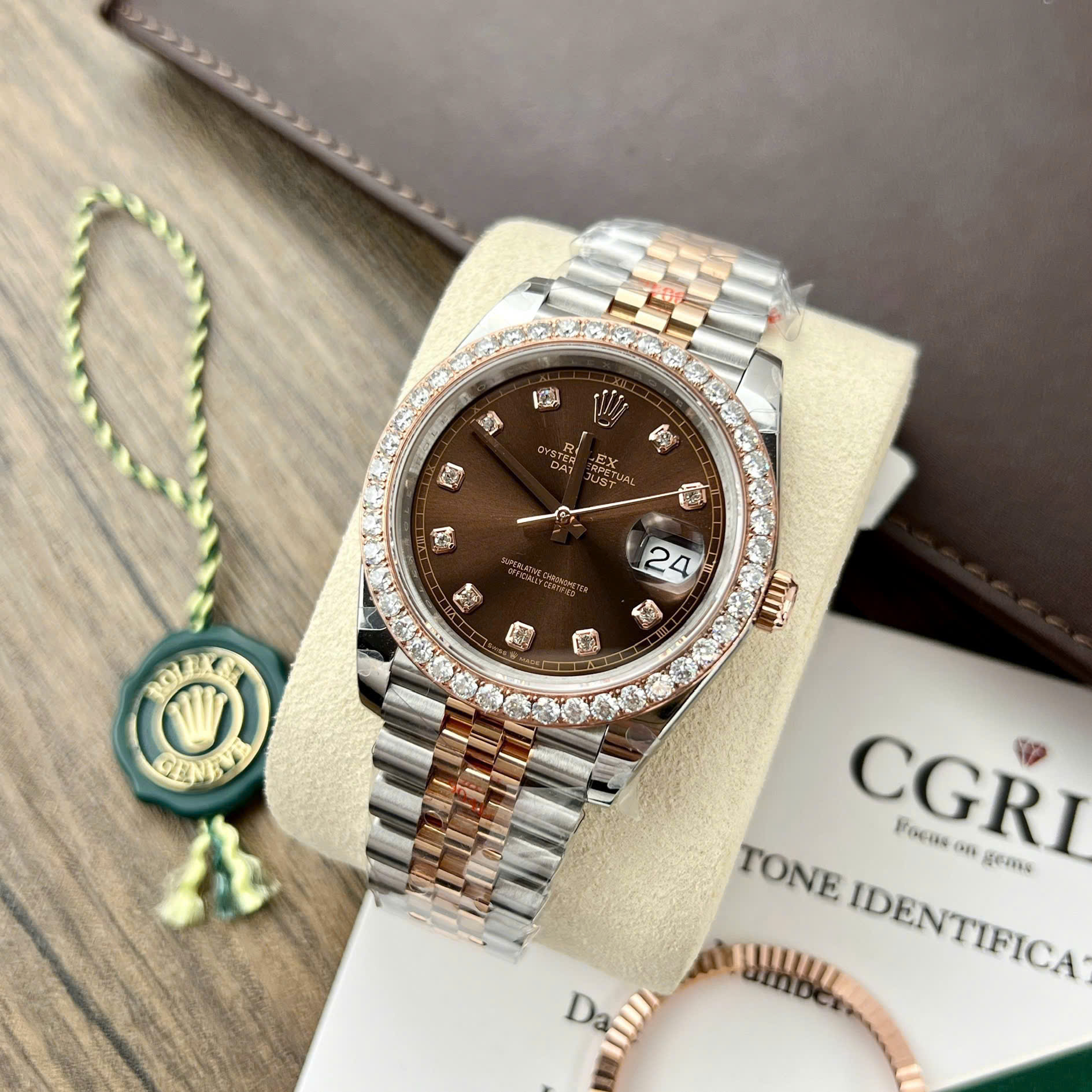 ĐỒNG HỒ ROLEX DATEJUST CHẾ TÁC MẶT CHOCOLATE NIỀNG MOISSANITE NHÀ MÁY CLEAN 41MM (6) ĐỒNG HỒ ROLEX DATEJUST CHẾ TÁC MẶT CHOCOLATE NIỀNG MOISSANITE NHÀ MÁY CLEAN 41MM