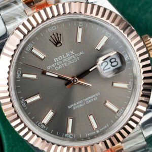 ROLEX DATEJUST REPLICA WATCHES GREY DIAL ROSE WRAPPED GOLD GM FACTORY 41MM 2 ĐỒNG HỒ ROLEX DATEJUST REPLICA 11 MẶT XÁM BỌC VÀNG NHÀ MÁY GM 41MM (1)