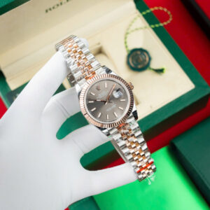 ROLEX DATEJUST REPLICA WATCHES GREY DIAL ROSE WRAPPED GOLD GM FACTORY 41MM 1 ĐỒNG HỒ ROLEX DATEJUST REPLICA 11 MẶT XÁM BỌC VÀNG NHÀ MÁY GM 41MM (1)