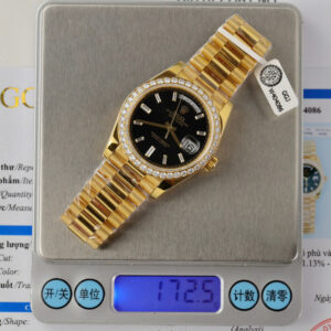 ĐỒNG HỒ ROLEX DAY-DATE BEST COPY BỌC VÀNG MẶT ĐEN ĐÍNH MOISSANITE GM 40MM 7 ĐỒNG HỒ ROLEX ĐAY-DATE BEST COPY BỌC VÀNG MẶT ĐEN ĐÍNH MOISSANITE GM 40MM (1)