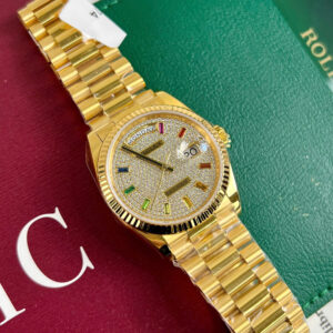 ROLEX DAY-DATE WRAPPED GOLD 18K CUSTOM WATCH PRESIDENT STRAP 36MM 1 ĐỒNG HỒ ROLEX DAY-DATE BỌC VÀNG 18K CHẾ TÁC DÂY PRESIDENT 36MM