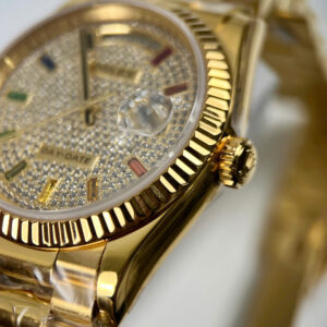 ROLEX DAY-DATE WRAPPED GOLD 18K CUSTOM WATCH PRESIDENT STRAP 36MM 5 ĐỒNG HỒ ROLEX DAY-DATE BỌC VÀNG 18K CHẾ TÁC DÂY PRESIDENT 36MM
