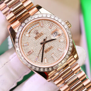 ROLEX DAY-DATE WRAPPED GOLD CUSTOM WATCH DIAMOND MOISSANITE 40MM 4 ĐỒNG HỒ ROLEX DAY-DATE BỌC VÀNG CHẾ TÁC KIM CƯƠNG MOISSANITE 40MM