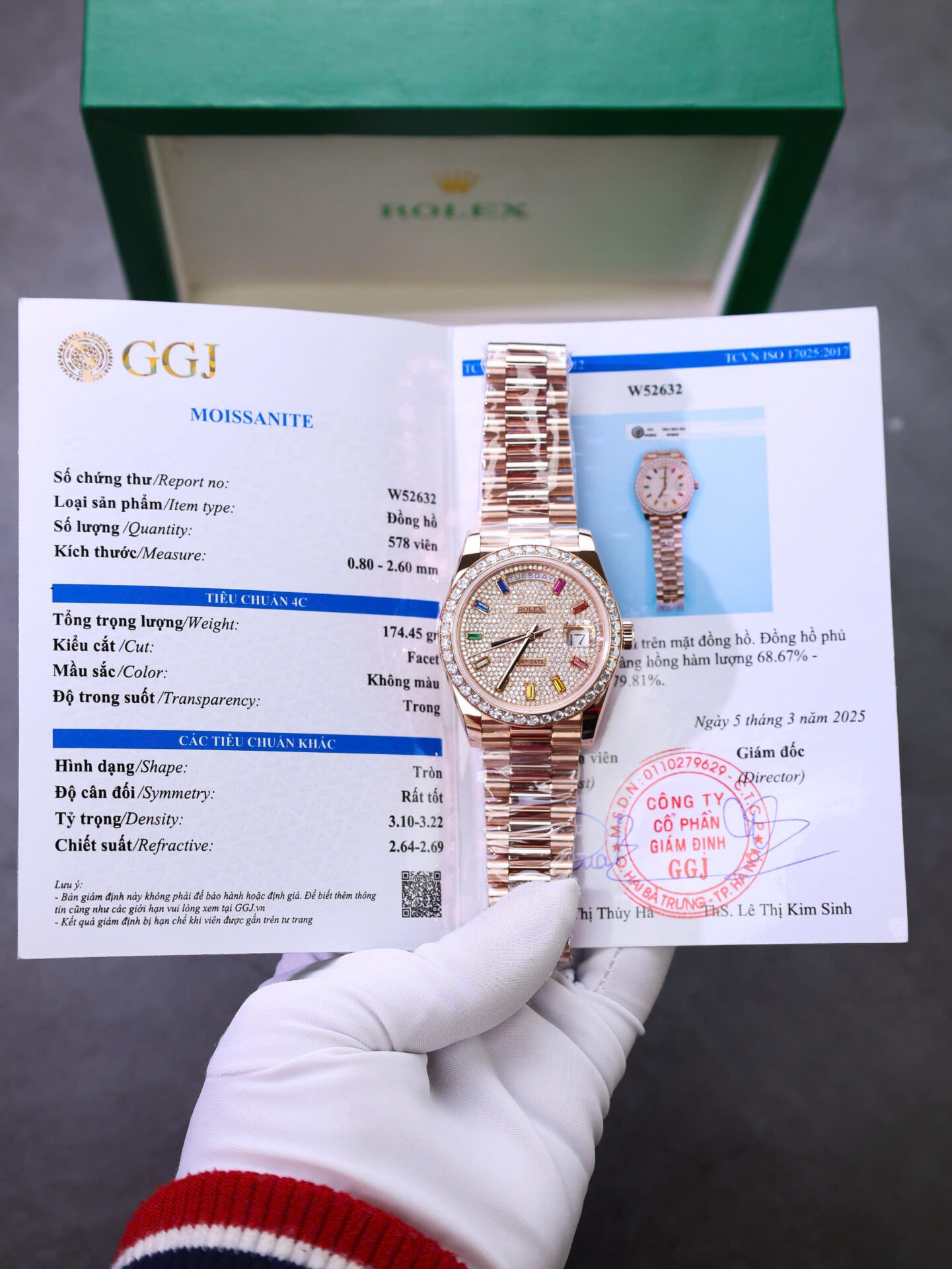 ĐỒNG HỒ ROLEX DAY-DATE BỌC VÀNG ĐÍNH FULL MOISSANITE REPLICA 40MM (2) ĐỒNG HỒ ROLEX DAY-DATE BỌC VÀNG ĐÍNH FULL MOISSANITE REPLICA 40MM