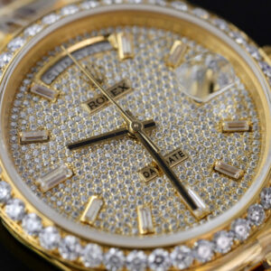 ĐỒNG HỒ ROLEX DAY-DATE CHẾ TÁC BỌC VÀNG 18K FULL MOISSANITE GM 40MM 3 ĐỒNG HỒ ROLEX DAY-DATE CHẾ TÁC BỌC VÀNG 18K FULL MOISSANITE GM 40MM