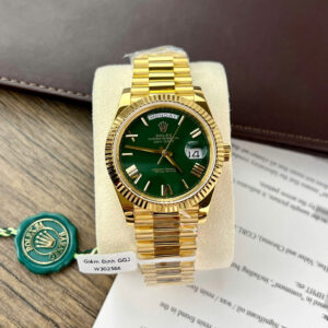 ROLEX DAY-DATE CUSTOM WATCH YELLOW WRAPPED GOLD GREEN DIAL GM FACTORY 40MM 1 ĐỒNG HỒ ROLEX DAY-DATE CHẾ TÁC BỌC VÀNG VÀNG MẶT XANH NHÀ MÁY GM 40MM
