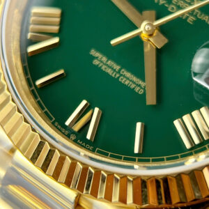 ROLEX DAY-DATE CUSTOM WATCH YELLOW WRAPPED GOLD GREEN DIAL GM FACTORY 40MM 4 ĐỒNG HỒ ROLEX DAY-DATE CHẾ TÁC BỌC VÀNG VÀNG MẶT XANH NHÀ MÁY GM 40MM