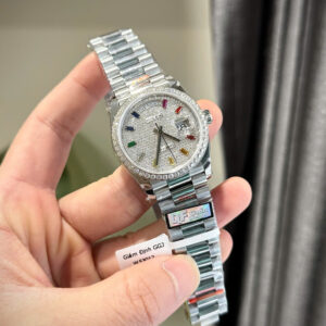 ĐỒNG HỒ ROLEX DAY-DATE CHẾ TÁC KIM CƯƠNG MOISSANITE NHÀ MÁY QF 36MM 4 ĐỒNG HỒ ROLEX DAY-DATE CHẾ TÁC KIM CƯƠNG MOISSANITE NHÀ MÁY QF 36MM