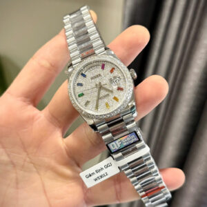 ĐỒNG HỒ ROLEX DAY-DATE CHẾ TÁC KIM CƯƠNG MOISSANITE NHÀ MÁY QF 36MM 3 ĐỒNG HỒ ROLEX DAY-DATE CHẾ TÁC KIM CƯƠNG MOISSANITE NHÀ MÁY QF 36MM