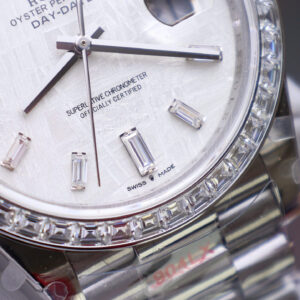 ROLEX DAY-DATE CUSTOM WATCHES METEORITE DIAL WITH MOISSANITE BAGUETTE 40MM 5 ĐỒNG HỒ ROLEX DAY-DATE CHẾ TÁC MẶT THIÊN THẠCH ĐÍNH MOISSANITE BAGUETTE 40MM