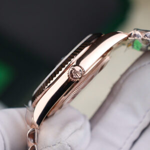 ROLEX DAY-DATE BLUE DIAL REPLICA WATCH ROSE WRAPPED GOLD QF FACTORY 40MM 6 ĐỒNG HỒ ROLEX DAY-DATE MẶT XANH REPLICA BỌC VÀNG HỒNG NHÀ MÁY QF 40MM