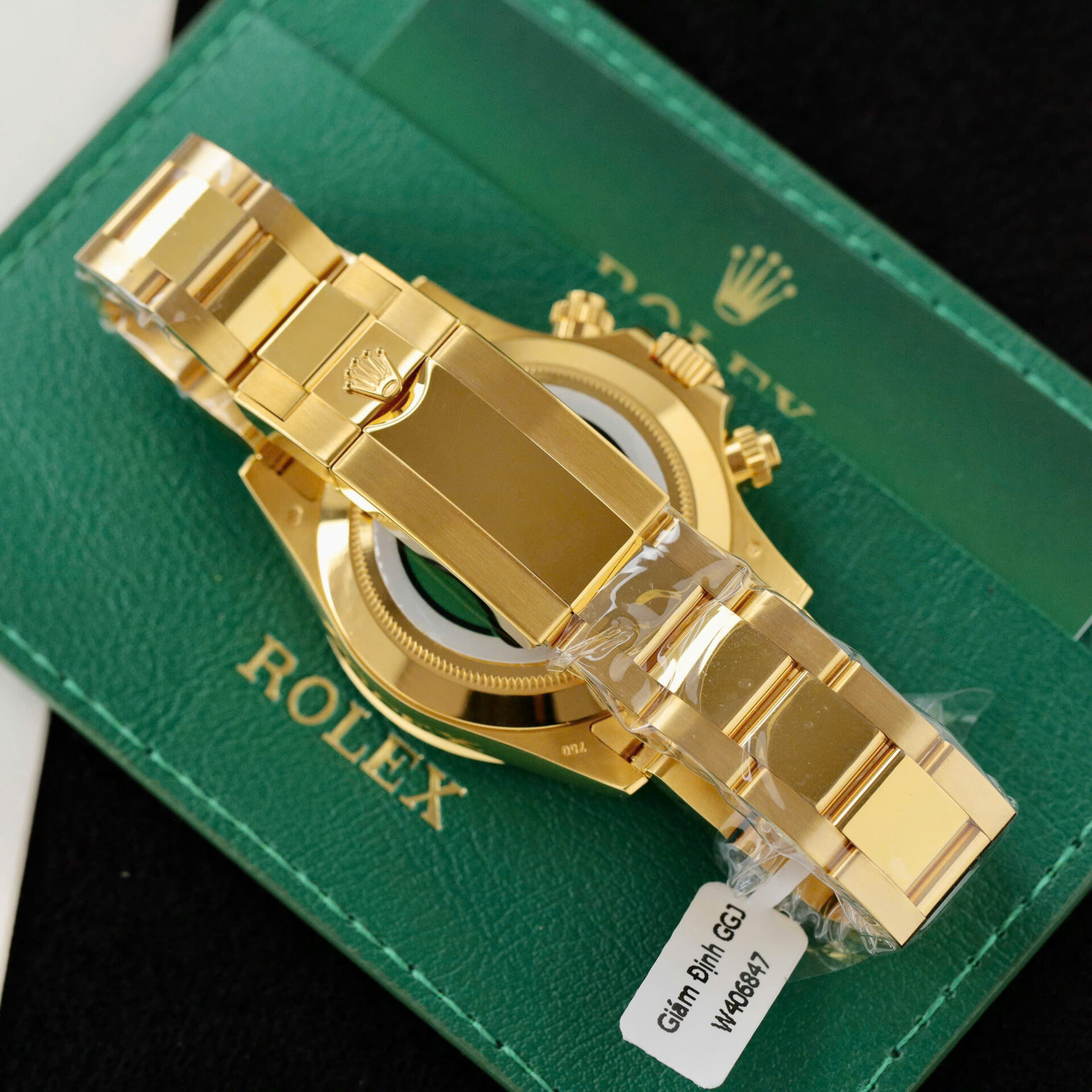 ĐỒNG HỒ ROLEX DAYTONA BỌC VÀNG CHẾ TÁC MẶT XANH NHÀ MÁY BT 40MM (2) ĐỒNG HỒ ROLEX DAYTONA BỌC VÀNG CHẾ TÁC MẶT XANH NHÀ MÁY BT 40MM