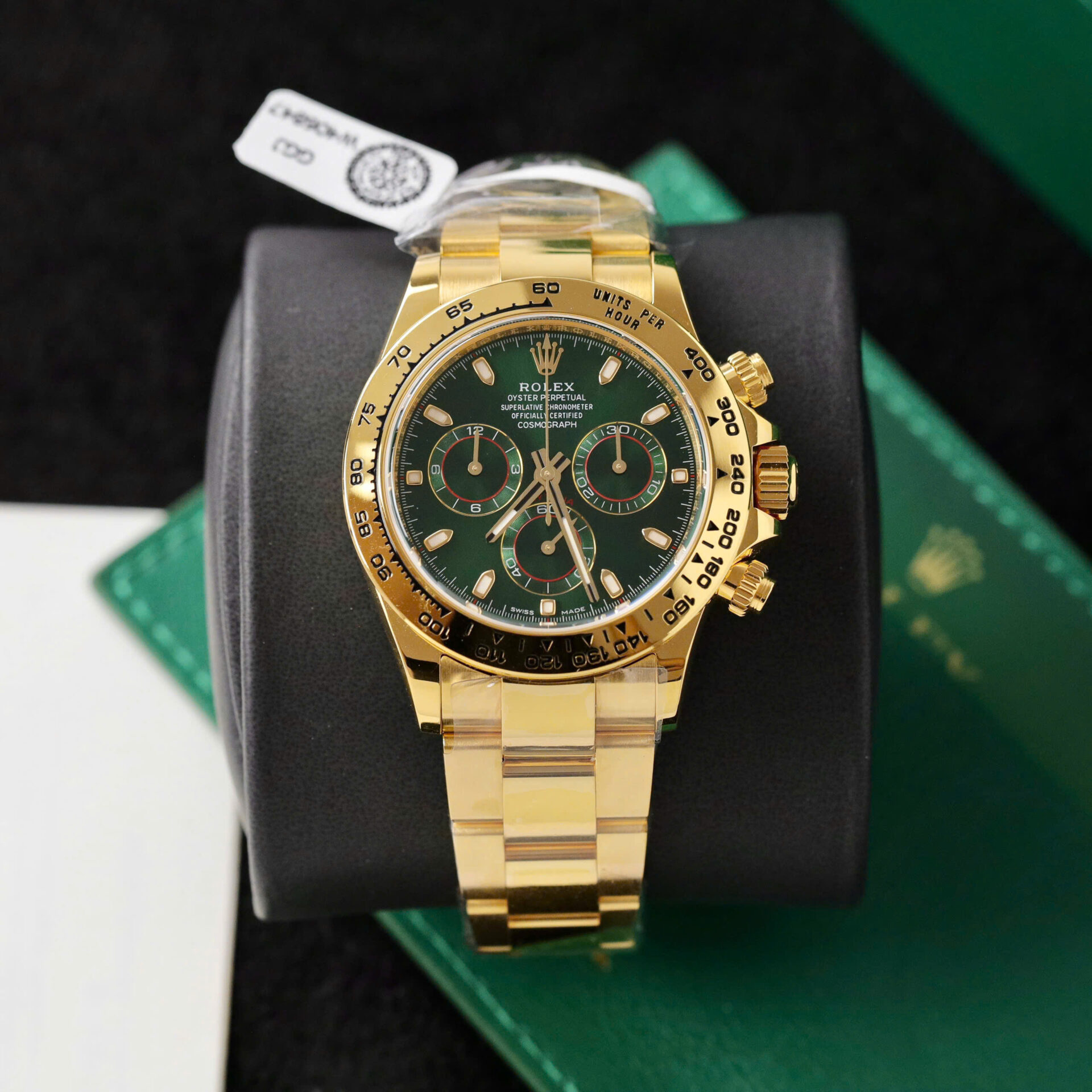 ĐỒNG HỒ ROLEX DAYTONA BỌC VÀNG CHẾ TÁC MẶT XANH NHÀ MÁY BT 40MM (9) ĐỒNG HỒ ROLEX DAYTONA BỌC VÀNG CHẾ TÁC MẶT XANH NHÀ MÁY BT 40MM