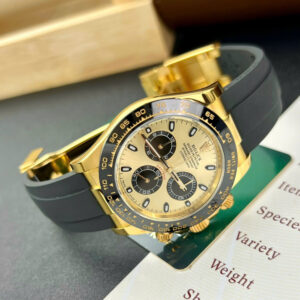 ROLEX DAYTONA CUSTOM WATCHES WRAPPED GOLD 18K RUBBER STRAP 40MM 3 ĐỒNG HỒ ROLEX DAYTONA CHẾ TÁC BỌC VÀNG 18K DÂY CAO SU 40MM (1)