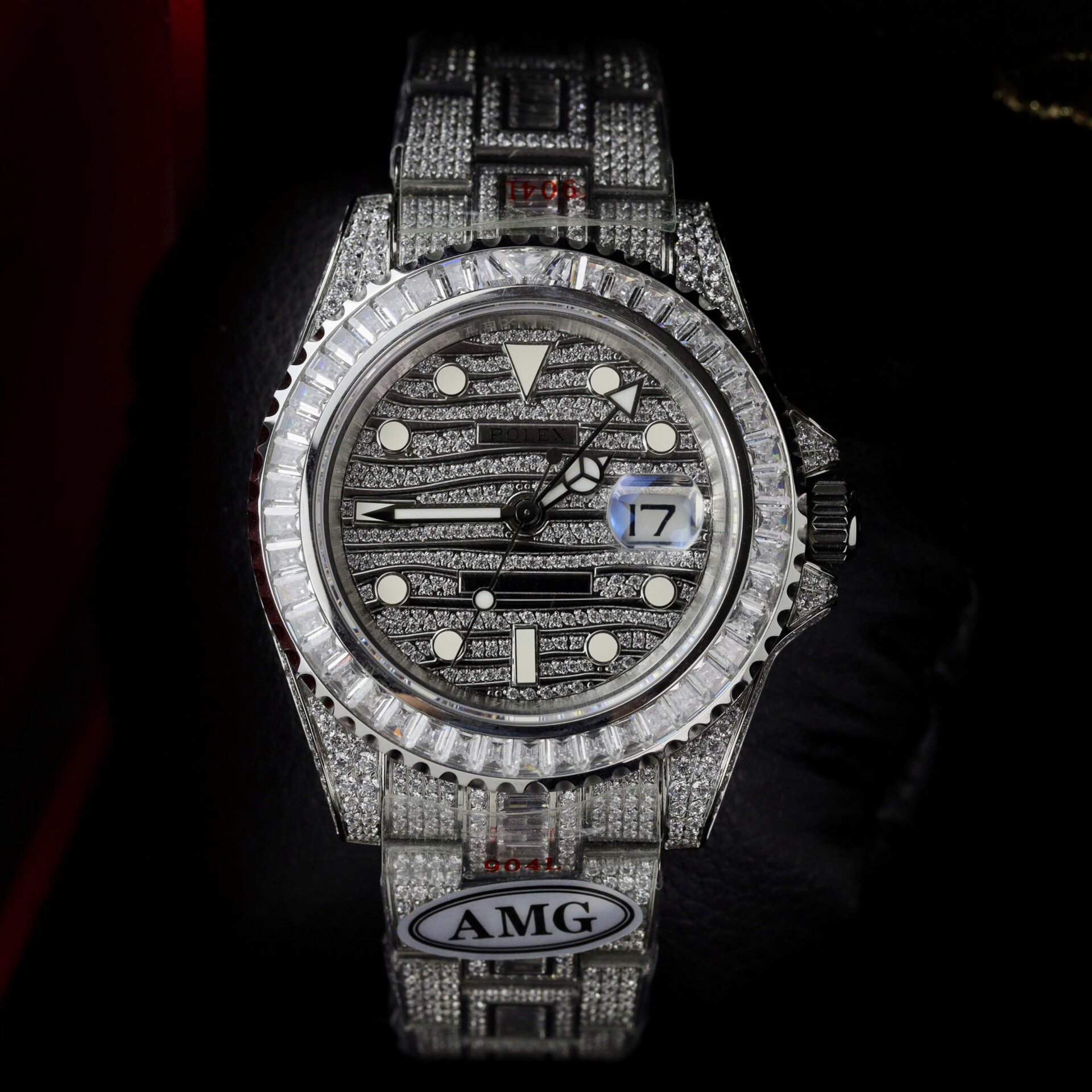 ĐỒNG HỒ ROLEX GMT-MASTER II CHẾ TÁC FULL ĐÁ CZ NHÀ MÁY AMG 40MM (2) ĐỒNG HỒ ROLEX GMT-MASTER II CHẾ TÁC FULL ĐÁ CZ NHÀ MÁY AMG 40MM