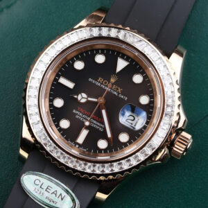 ROLEX YACHT-MASTER CUSTOM WATCH WRAPPED GOLD MOISSANITE BAGUETTE CLEAN 40MM 3 ĐỒNG HỒ ROLEX YACHT-MASTER CHẾ TÁC BỌC VÀNG MOISSANITE BAGUETTE CLEAN 40MM (1)