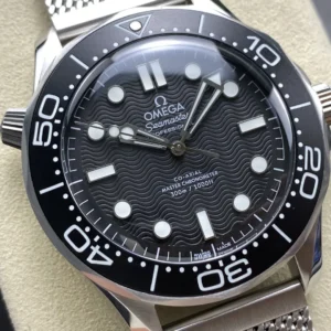 OMEGA SEAMASTER BEST COPY WATCH BLACK DIAL STEEL STRAP VS FACTORY 42MM 2 ĐỒNG HỒ OMEGA SEAMASTER BEST COPY MẶT ĐEN DÂY THÉP VÂN LƯỚI VSF 42MM