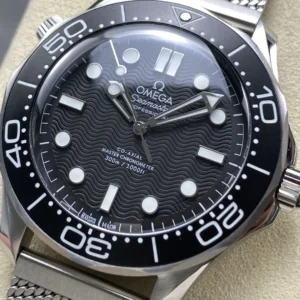 OMEGA SEAMASTER BEST COPY WATCH BLACK DIAL STEEL STRAP VS FACTORY 42MM 1 ĐỒNG HỒ OMEGA SEAMASTER BEST COPY MẶT ĐEN DÂY THÉP VÂN LƯỚI VSF 42MM