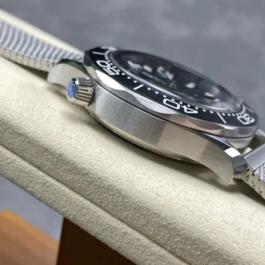 OMEGA SEAMASTER BEST COPY WATCH BLACK DIAL STEEL STRAP VS FACTORY 42MM 5 ĐỒNG HỒ OMEGA SEAMASTER BEST COPY MẶT ĐEN DÂY THÉP VÂN LƯỚI VSF 42MM