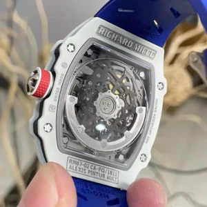 RICHARD MILLE RM67-02 V5 REPLICA 11 WATCH CERAMIC WHITE BLUE RUBBER STRAP 38,7×47,52MM 5 ĐỒNG HỒ RICHARD MILLE RM67-02 V5 REPLICA 11 VỎ CARBON TRẮNG DÂY XANH 38,7×47,52MM