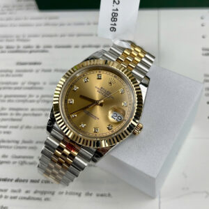 ROLEX DATEJUST BEST REPLICA WATCH WRAPPED GOLD CHAMPAGNE DIAL GM 41MM 2 ĐỒNG HỒ ROLEX DATEJUST BEST REPLICA BỌC VÀNG MẶT CHAMPAGNE NHÀ MÁY GM 41MM